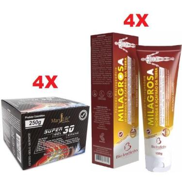 Imagem de Kit 4 Super Gel 30 Ervas 250g + 4 Pomada Milagrosa 150g - Bio Instinto