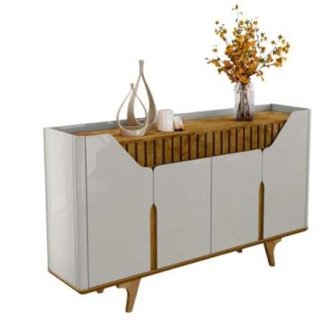 Imagem de Aparador Buffet Tâmisa 4 Portas Ripado Em MDF Off White Naturalle Bech
