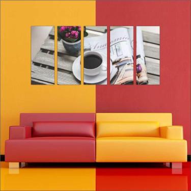 Imagem de Quadro Decorativo Padarias Cafeterias Pães Café Bolos Tortas 5 Peças G