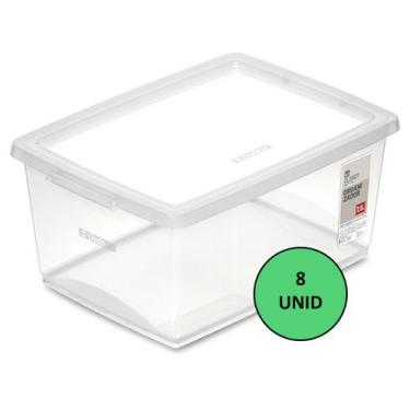 Imagem de 8 Caixa Organizadora Com Tampa Plástico Cristal Ordene 7,5l