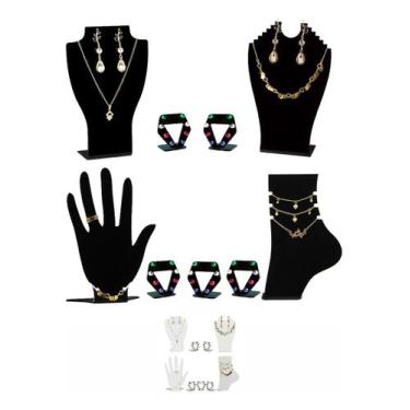 Imagem de Expositor Busto Brinco Colar Anel Corrente P/ Joia Kit 9un - Acrilikus