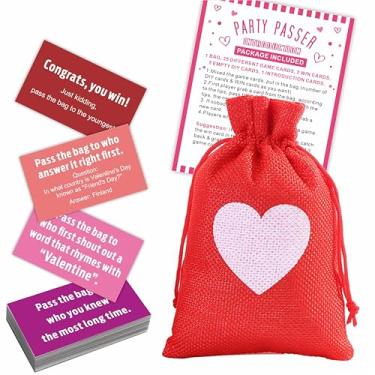 Imagem de Kit de jogo "Passe The Bag" do Dia dos Namorados, 44 cartões de dicas e 1 bolsa de passagem, jogo de festa engraçado para adolescentes e adultos, jogo de prêmios de reunião, atividade em grupo,