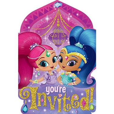 Imagem de amscan 491653 Shimmer and Shine Invitation Postcards (8 Count), Multicolor