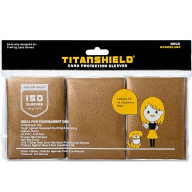Imagem de TitanShield (Manga 150) Colorido Pequeno Tamanho Japonês Capa Protetora de Baralho para Yu-Gi-Oh, Cardfight!! Vanguard & More (Ouro)