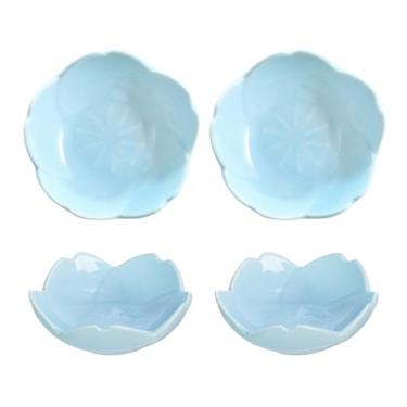 Imagem de WAIT FLY Lindos pratos de tempero de cerâmica em forma de Sakura de 7,6 cm / suportes para saquinhos de chá/pires de ketchup/pratos de aperitivo/vinagre especiarias salada soja sushi wasabi tempero