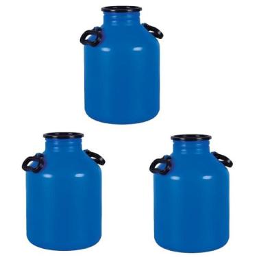 Imagem de Vasilhame Para Transporte De Leite 20 Litros Azul - Kit 3 - Injesul