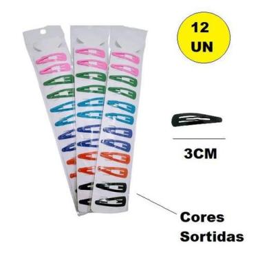 Imagem de Kit 12 Presilhas Cabelo Tic Tac 3cm Colorido Sortido - Lynx Produções 