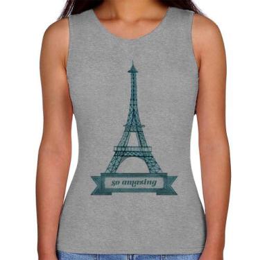 Imagem de Regata Feminina Torre Eiffel Amazing - Foca na Moda, Cinza, M