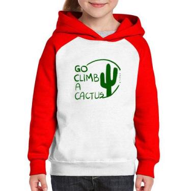 Imagem de Moletom Infantil Go climb a cactus - Foca na Moda, Branco, Vermelho, 1