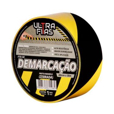 Imagem de Fita De Demarcação PVC 30 Metros - Preto e Amarelo - Ultra Fitas