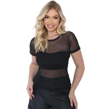Imagem de Blusa tule manga curta tl preto - TAIS LOURANI TSHIRTERIA, U