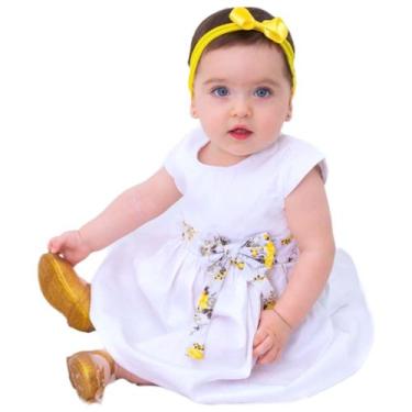 Imagem de Vestido de Bebê Roupa Menina Infantil Com Tiara 100% Algodão - Mundo N