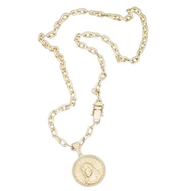 Imagem de Corrente Grumet Cadeado Lateral 7mm Pingente Medalha - A.R Variedades 