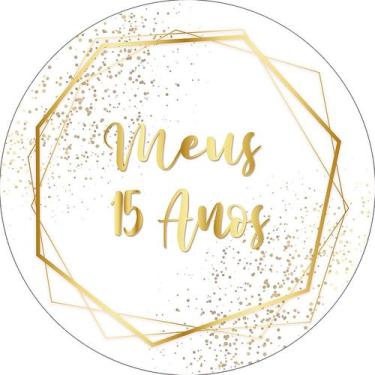 Imagem de Painel De Festa Redondo 1,50x1,50 - Geométrico Dourado Meus 15 Anos 06