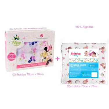 Imagem de Kit fraldas de pano 05-disney + 05-turma da mônica  algodão minasrey-i