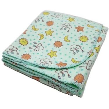 Imagem de Kit 2 Cobertor Bebe Flanelado Estampado 90 cm x 110 cm Com Croche - Du