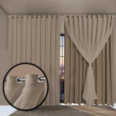 Imagem de cortina pé direito em tecido 5,50 x 4,30 veneza voal bege - Bravin Cor