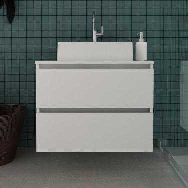 Imagem de Gabinete de Banheiro Suspenso com 2 Gavetas 60x45cm Branco Tecno Mobil