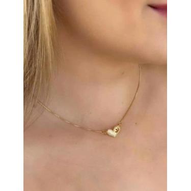 Imagem de Cordão Feminino Banhado A Ouro 18k Pingente Coração Coroa - ToJoia18k