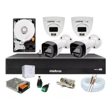 Imagem de Kit 4 Cameras de Seguranca Intelbras 3220 Full Color C/ Audio, Dvr 4ch