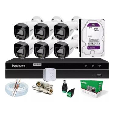 Imagem de Kit 6 Cameras Seguranca Intelbras 3220 Full Color C/ Audio, Dvr 8ch 11