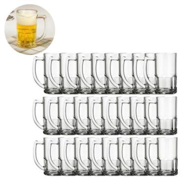 Imagem de Jogo 24 Canecas Vidro Vitamina 320 ML Transparente Restaurante - PRATI