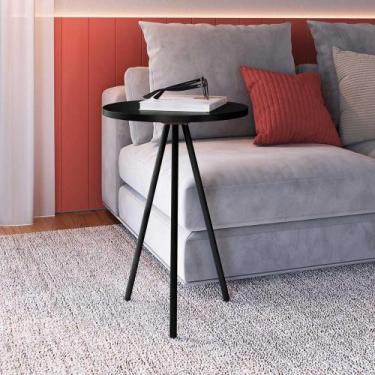 Imagem de Mesa Lateral de Apoio Estilo Industrial e Pés em Aço 48,5 cm - Artesan