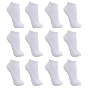Imagem de Meias Cano Baixo Branca Masculina Algodão Kit 12 Pares de Meias - Hang