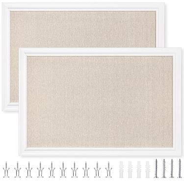 Imagem de Colarr 2 quadros de avisos 76 x 50 cm com moldura decorativa grande quadro de avisos montado na parede com pino de pressão para foto de escritório em casa e escola (branco)