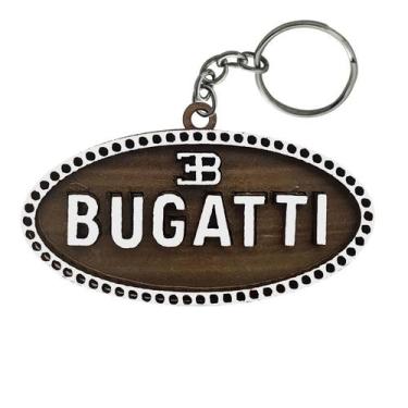 Imagem de Pacote 20 Chaveiro 3d Marca Bugatti com Argola 6cm Mdf Madeira Decorad