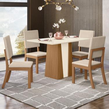 Imagem de Mesa de Jantar 4 Lugares Orus Milla Natural/Off White/Linho - Henn