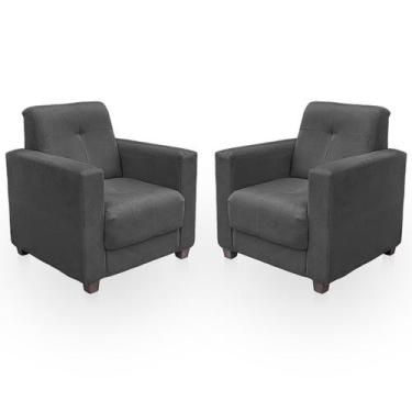 Imagem de Kit Poltrona Cadeira para Sala Confortável Reforçada Veneza Suede - Be