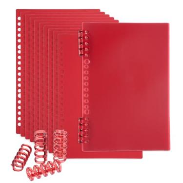 Imagem de PATIKIL Pacote com 12 capas de encadernação, A5 (8,4 x 5,7 polegadas) 22 Mil capas de caderno de plástico com pente de encadernação para apresentação de relatório de livro, vermelho
