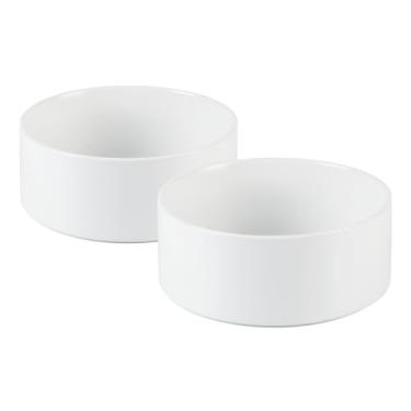 Imagem de Havniva Conjunto de 2 tigelas de cerâmica para cães e gatos, alimentador de comida e água para cães de raças de brinquedo, gatinhos, gatos, 2 pratos para cães e gatos (2 tigelas, branco)