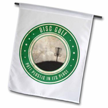 Imagem de 3dRose Putt Plastic in Its Place #12 - Silhueta de Frisbee Disc Cesta de golfe - Bandeira de jardim, 30,48 x 45,72 cm