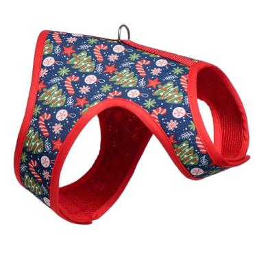 Imagem de Mile High Life Peitoral de velcro para cães, malha de ar, floral para cães e gatos pequenos de 9 kg, fácil de colocar, fechos fáceis de calçar no pescoço e no peito (árvore vermelha, PP peito 35,5