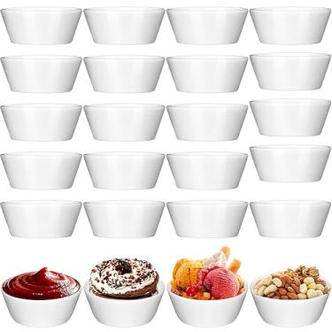 Imagem de Sliner Conjunto de 24 pratos de suflê de cerâmica de 42,5 g, mini ramequins para molho de porcelana, tigelas pequenas para assar condimentos, servir sobremesa, condimentos de cozinha, seguro para
