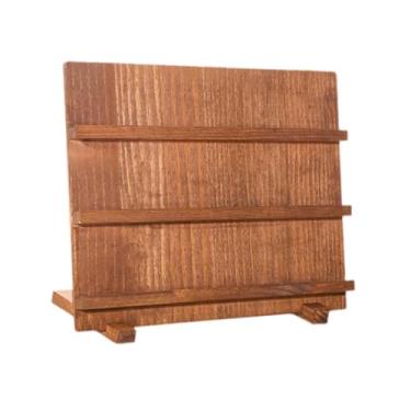 Imagem de UGPLM Rack de jóias de madeira, placa de exibição de arte do prego mostrando prateleira brinco titular de exibição de cartão suporte de exibição de brinco