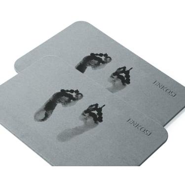 Imagem de ENKOSI Tapetes de banho de pedra para banheiro - tapete de banho de terra de diatomáceas - tapete de banho absorvente de pedra - tapetes de pedra para banheiro - tapete de banheiro de pedra - (23,5 x