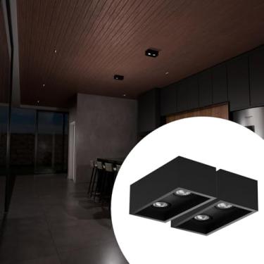 Imagem de Kit 2 Luminarias Teto Sobrepor Duplo Recuado Alumínio 2 Gu10 Bivolt 110/220 - Preto