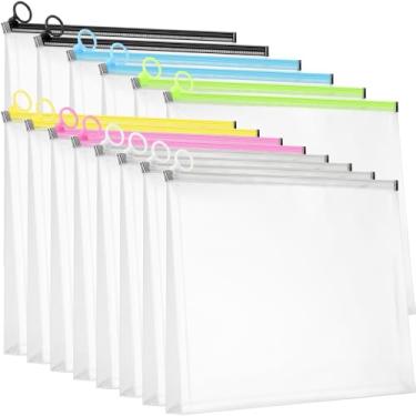 Imagem de Yexiya 14 envelopes de plástico transparente com zíper A4 pasta de documentos tamanho carta pasta de arquivo expansível para armazenamento de lápis de papel, material de escritório, 33 x 24 cm (cores