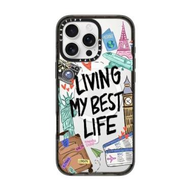 Imagem de CASETiFY Capa Impact para iPhone 16 Pro Max [Fina/2,5 m. Proteção contra quedas de grau militar 4X/compatível com Magsafe] - Travel Lover by Nawara Studio - Preto transparente
