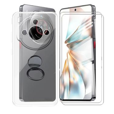 Imagem de Capa para ZTE Nubia Z60S Pro 5G, com [2 protetores de tela de vidro temperado], [suporte de anel de rotação de 360°] Capa de telefone TPU macia e antiarranhões para ZTE Nubia Z60S Pro 5G (6,7
