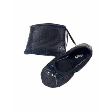 Imagem de Shoes8teen Tênis infantil unissex para meninas/meninos e crianças pequenas de lona com cadarço, 501 lantejoulas pretas, 29-30