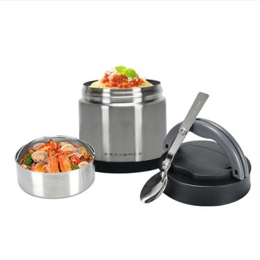Imagem de eedabros Garrafa térmica térmica para alimentos quentes, 670 ml, com isolamento a vácuo, para adultos, sopa de aço inoxidável, recipientes térmicos de boca larga à prova de vazamentos com colher para