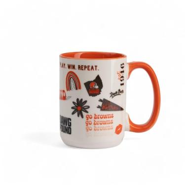Imagem de The Memory Company | Caneca licenciada NFL com cabo de madeira de 425 g, Cleveland Browns