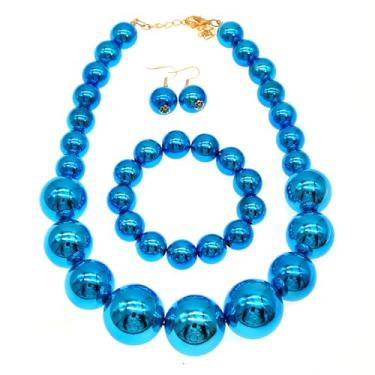 Imagem de JNF Colar grande de pérolas simuladas para mulheres conjunto de colar de pérola grossa com contas gargantilha década de 1920 bijuteria, X-Large, Zinco, Pérola sintética