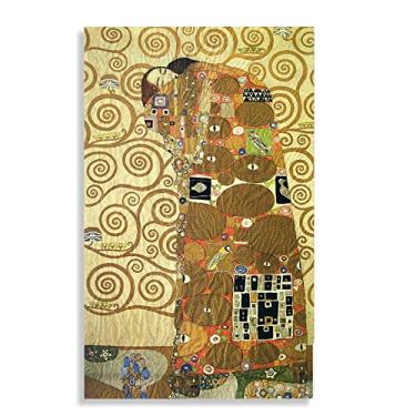 Imagem de Gustav Klimt Prints-Famous Painting Artwork-Reprodutions Print on Canvas 'Cartoon for the Frieze of the Villa Stoclet in Bruxelas: Fulfillment'Poster-Canvas Wall Art Picture 60x96cm (24x38in)