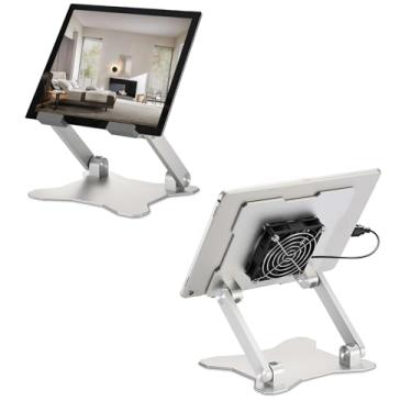 Imagem de WEYRXIXO Suporte Surface Pro, cooler para iPad, iPad Pro, suporte resistente para tablet com ventilador silencioso para tablets Microsoft Surface, iPad Pro 12.9 iPad Air, Samsung Galaxy Tabs de até 15
