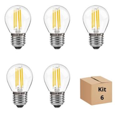 Imagem de Kit 6 Lâmpada Filamento Led G45 4w 2700k Branco Neutro - inovartte